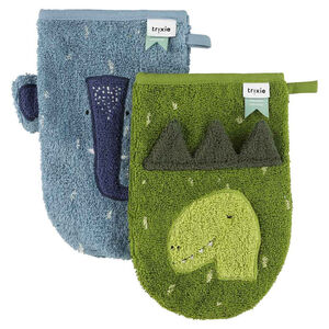 Set de 2 gants de toilette Mr Dino - Mrs Elephant 