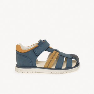 Sandales effet cuir à scratch bleu garçon 