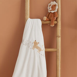 Couverture en veloudoux Babou & Kendi 75 x 100 cm - Ecru 