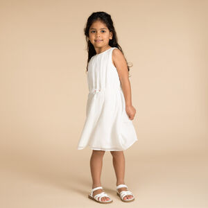 Effen crêpe jurk met racerback en bloemen voor meisjes 