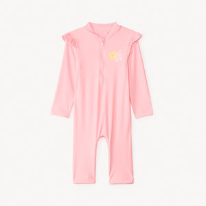 Zonnebrandwerende badpak voor meisjes in het roze. 