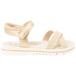 Sandales dorées à brides croisées effet peau de serpent pour fille 