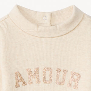 Geribde coltrui met glitterbericht voor babymeisje 