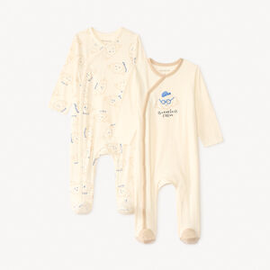 Set van 2 lange mouwen pyjama's met croissantmotief voor babyjongens (verschillende openingen afhankelijk van de leeftijd) 