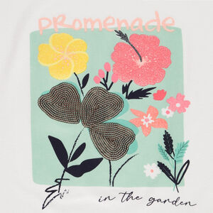 T-shirt met korte volantmouwen en fantasieprint voor meisjes 