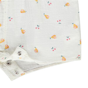 Korte jumpsuit van katoen gaas met fruit voor meisjes 