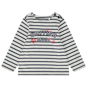 Lange mouwen gestreept T-shirt met geborduurd patch voor babyjongen 