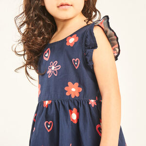 Korte mouw jurk met volant en fantasieprint voor babymeisjes 