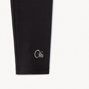 Set van 2 effen leggings voor meisjes met zilveren foilprint op linker enkel 