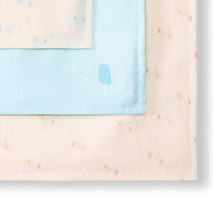 Set van 3 multifunctionele katoenen mousseline luiers met olifantenprint voor babyjongens 