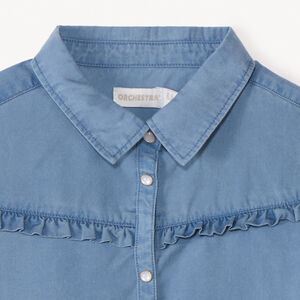 Chemise manches longues à volant fille 