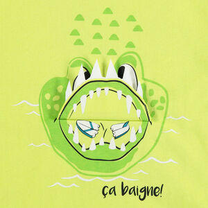 T-shirt in biokatoen met korte mouwen en speels krokodilmotief 