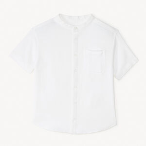 Korte mouw mao kraaghemd van canvas voor jongens 