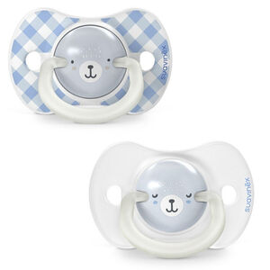 Set van 2 fopspenen silicone 0-6m Night & Day Blauw 