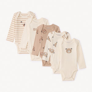 Set van 5 lange mouwen rompers met berenmotief voor baby's 