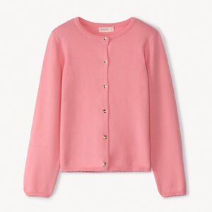 Gilet en tricot uni festonné pour fille 