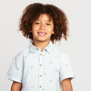 Gestreept seersuckerhemd met stepjesprint voor jongens 