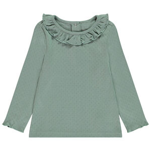 Lange mouwen T-shirt in Pointelle mesh voor baby meisjes 