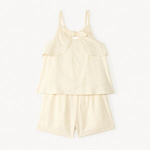 Ensemble 2 pièces en toile tunique + short à rayures pour fille 