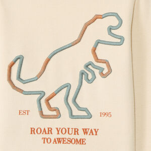 T-shirt met lange mouwen en grote dinosaurusborduur voor jongens 