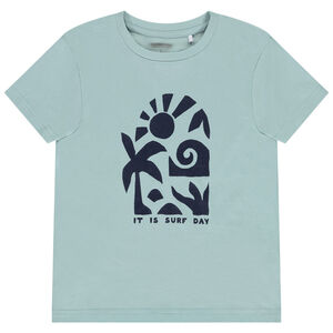 T-shirt met korte mouwen in effen kleur met fantasieprint voor jongen 