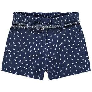 Short van stof met gevlochten riem 