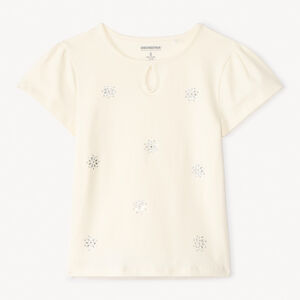 T-shirt met korte mouwen en strass voor meisjes 