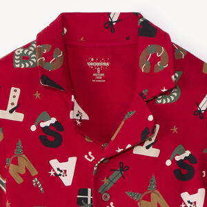 Set pyjama kort in interlock met kerstprint voor jongens 