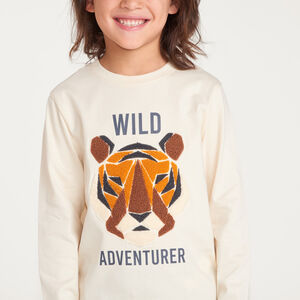 Langarm T-shirt jongens met fancy bouclette print 