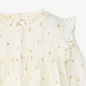 Tuniek met lange mouwen, gouden paillettensterrenprint voor babymeisje 