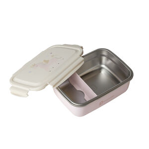 Lunchbox van metaal 850 ml met roos-ecru eenhoornprint 