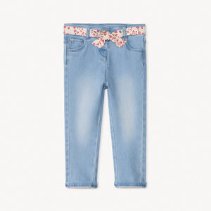 Jeans droit avec ceinture à nouer pour bébé fille 