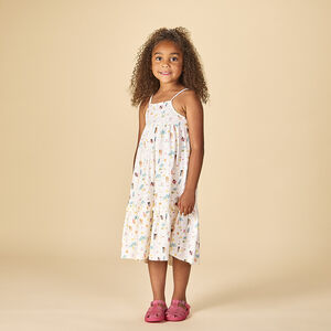 Robe à bretelles imprimé vacances exotiques pour fille 