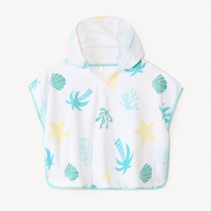 Kap met capuchon met een fantasieprint van schelpen en palmbomen voor babyjongen 
