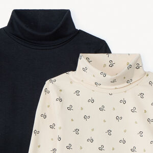 Set van 2 ondertruien met coltrui voor meisjes, een effen en een met print 