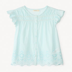 Tuniek met korte mouwen in effen fantasiedoek voor meisjes 