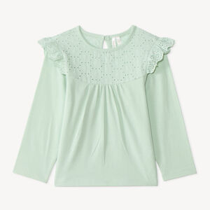 Langarmig T-shirt voor babymeisjes met Engelse borduursel 