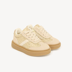 Baskets basses fille léopard à lacets élastiqués et zip 
