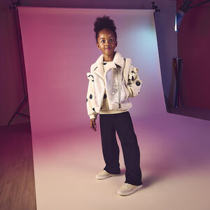 Sweat semi-oversize avec pois et volants fille 