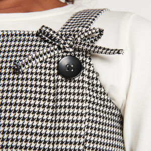 Robe sans manches imprimée pied de poule pour fille 