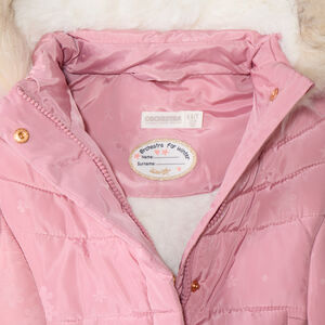 Lange donsjas van stof met bloemenprint en kap voor meisjes 