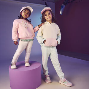 Sweat molleton oversize effet color block à capuche fille 