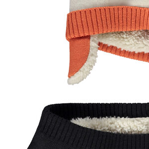 Muts en snood met kleurblok effect voor baby jongen 