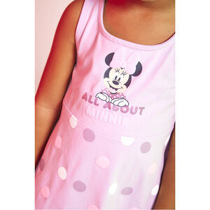Jurk in jersey met Minnie Disney print en stippen voor meisjes 