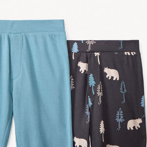 Set van 2 lange pyjama-sets in interlock voor jongens met lange mouwen en elastische taillebanden 