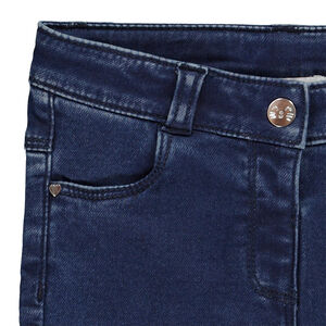 Jeans met een used effect en achterzakken in kattenvorm voor meisjes. 