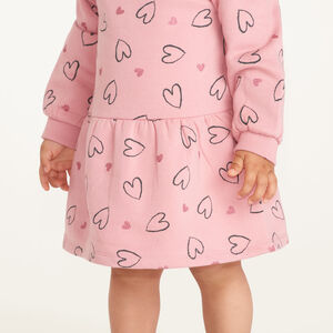 Sweater jurk met lange mouwen voor babymeisjes met hartjesprint 