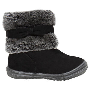 Halfhoge laarzen met namaakbont en strik bovenaan 