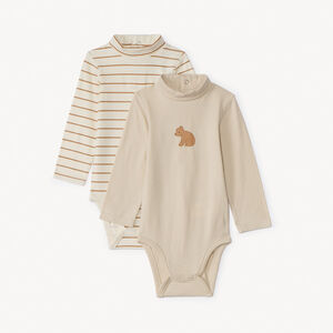 Lot de 2 bodies manches longues à col roulé pour bébé 