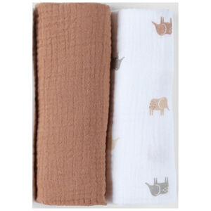 Langes tétra 100x100cm Eléphants Ecru 2pcs 